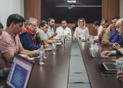 Sesión de seguridad entre representantes de diferentes entidades este miércoles.