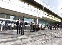 Exteriores del Complejo Judicial Norte, en Quito, donde se realizó la diligencia.