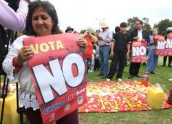 Organizaciones sociales y campesinas en cierre de campaña por el NO en el parque arbolado y Carolina, el 13 de noviembre del 2025.