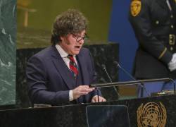 Presidente de Argentina, Javier Milei hablando durante el debate de la Asamblea General de la ONU.