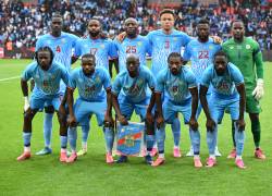 Los jugadores de la selección del Congo posan para una foto grupal antes del partido amistoso internacional de fútbol entre Dinamarca y la República Democrática del Congo, previo al Mundial de Fútbol de la FIFA 2026.
