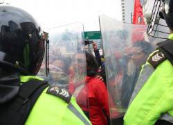 Frente Unitario de los Trabajadores protesta en contra de las polí­ticas económicas y sociales implementadas por el Presidente Daniel Noboa, el 15 de octubre de 2025.