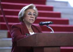 La ministra de Relaciones Exteriores de Colombia, Rosa Villavicencio, habla durante una rueda de prensa este jueves, en Bogotá.