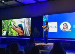 La ecuatoriana Janeth Ananga Kayap, lideresa indígena y presidenta de GAD Parroquial Arapicos, durante su exposición en la edición pasada del Summit.