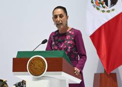 La presidenta de México, Claudia Sheinbaum, pronuncia un discurso durante un acto que conmemora el segundo aniversario de su victoria electoral, eel 31 de mayo de 2026.