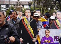 El plantón No más Pillos reunió a simpatizantes del gobierno de Daniel Noboa en la Plaza de la Independencia, frente al Palacio de Carondelet. Foto: API