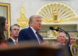Donald Trump durante una rueda de prensa este martes 2 de septiembre.