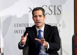 Fotografía fechada el 5 de mayo de 2023 donde aparece el dirigente opositor venezolano Juan Guaidó mientras habla durante una charla en el laboratorio de ideas del Centro Internacional de Estudios Estratégicos en Washington.