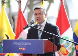 Daniel Noboa durante una conferencia de prensa.