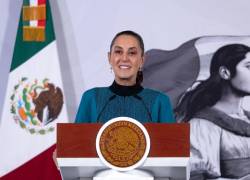 La presidenta Claudia Sheinbaum durante su conferencia de prensa diaria en el Palacio Nacional.