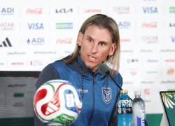 El seleccionador de Ecuador Sebastián Beccacece durante una rueda de prensa este lunes, en Ciudad de México.