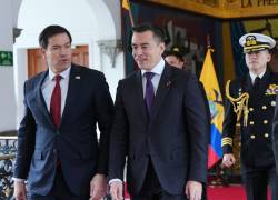 El secretario de Estado de EE. UU., Marco Rubio, es recibido por el presidente de Ecuador, Daniel Noboa, en el Palacio de Carondelet, en Quito, el 9 de septiembre de 2026.