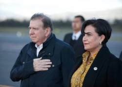 El líder opositor de Venezuela fue recibido por la canciller Gabriela Sommerfeld.