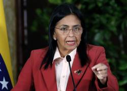 La vicepresidenta de Venezuela, Delcy Rodríguez, habla durante una reunión con el Cuerpo Diplomático, en Caracas, el 23 de junio de 2025.