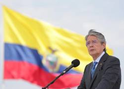 El presidente, Guillermo Lasso, durante la ceremonia de conmemoración del Día de la Fuerza Aérea Ecuatoriana.