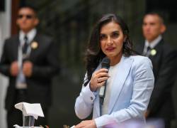 La vicepresidenta de Ecuador, Verónica Abad, durante una rueda de prensa en Quito, el 28 de noviembre de este año.