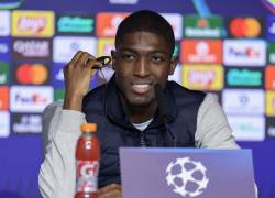 El defensa ecuatoriano del Club Brujas, Joel Ordóñez, durante una rueda de prensa, el 23 de febrero de 2026.