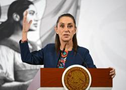 La presidenta de México, Claudia Sheinbaum, durante su conferencia de prensa diaria en el Palacio Nacional de Ciudad de México.