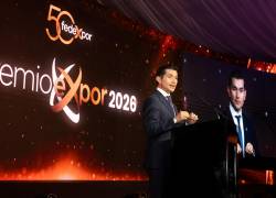 Xavier Rosero, presidente ejecutivo de Fedexpor, intervino durante la entrega de los premios Expor2026 y sostuvo que la recuperación de la seguridad es vista como prioridad por el sector empresarial.