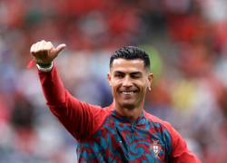 Cristiano Ronaldo reacciona durante el calentamiento previo al partido del Grupo K de la Copa Mundial de la FIFA 2026 entre Portugal y la República Democrática del Congo.