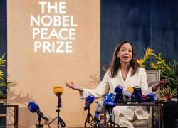 María Corina Machado en una rueda de prensa tras recibir el premio Nobel de la Paz.