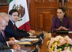 El secretario de Estado de Estados Unidos, Marco Rubio, se reúne con la presidenta de México, Claudia Sheinbaum, en el Palacio Nacional de la Ciudad de México el 3 de septiembre de 2025.