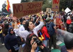 Movimientos sociales e indígenas participaron en la marcha denominada Por la vida y la resistencia, realizada en el sector de La Villaflora, en el marco del paro nacional convocado por la Conaie.