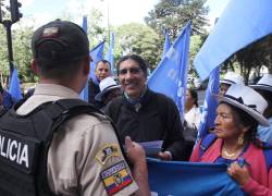 Yaku Pérez en la Fiscalía de Quito.