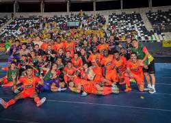 Jugadores de Barcelona antes del partido con Botafogo.