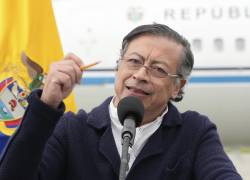 Fotografía cedida por la Presidencia de Colombia de su mandatario, Gustavo Petro, durante una alocución este miércoles, en Bogotá.