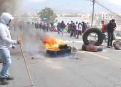 Protestas en Ibarra, provincia de Imbabura, por la eliminación del subsidio al diésel.