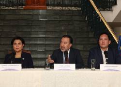 Los alcaldes Pabel Muñoz y Cristian Zamora junto a la canciller Sommerfeld. Fotos: API / Rolando Enríquez.