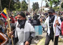 Los manifestantes se concentran en el Centro Histórico de Quito.