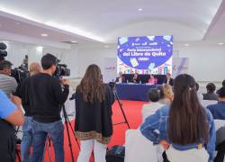 Rueda de prensa encabezada por la ministra de Educación, Cultura y Deporte, Gilda Alcívar.