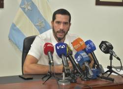 El ministro de Infraestructura y Transporte Roberto Luque, durante la rueda de prensa sobre la situación de la Agencia Nacional de Tránsito.