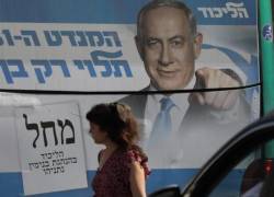 Un cartel del exprimer ministro de Israel Benjamin Netanyahu.
