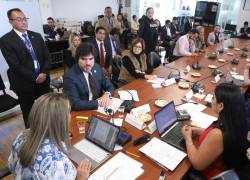 El ministro José De La Gasca reunido con legisladores que integran la comisión que aborda la iniciativa del presidente Daniel Noboa.