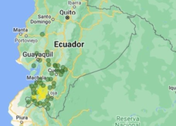 Mapa del Instituto Geofísico Ecuatoriana que registró las zonas en que el temblor se sintió con más intensidad.