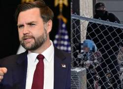 Combo de fotografías que muestra al vicepresidente de Estados Unidos, JD Vance, y a un agente del Servicio de Control de Inmigración y Aduanas (ICE) junto al niño implicado.
