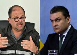 Combo de fotografías del exministro del Interior, John Reimberg, y el exfuncionario correísta José Serrano.