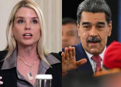 Combo de fotografías de la Fiscal General del Estado nortamericana, Pam Bondi, y el mandatario venezolano Nicolás Maduro.