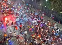Fotografía que muestra una caravana masiva de motociclistas llevada a cabo el 31 de octubre del 2023, en el marco de celebraciones por Halloween.