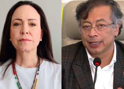 Combo de fotografías de la líder opositora venezolana, María Corina Machado, y el mandatario colombiano Gustavo Petro.