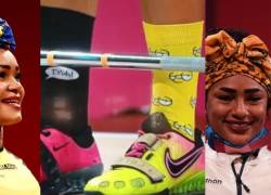 Las primeras medallistas ecuatorianas Neisi Dajomes y Tamara Salazar, con pañoletas afro.