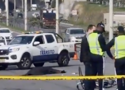 Agentes de tránsito atienden el accidente en la Ruta Viva.