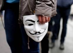 Foto de la máscara con la que se identifica el colectivo Anonymous