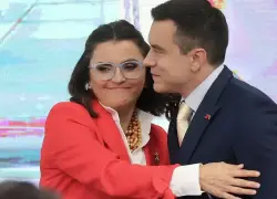 La vicepresidenta de la República, María José Pinto, y el presidente, Daniel Noboa.
