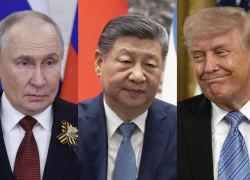 Vladimir Putin, presidente de Rusia; Xi Jinping, presidente de China; Donald Trump, presidente de EE.UU.