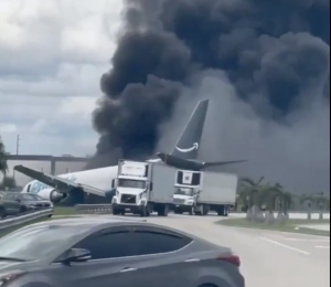 Un Boeing 767 de Amazon Prime Air se salió de la pista en el Aeropuerto Internacional de Miami.