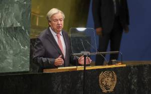 El secretario general de la ONU, António Guterres, pronuncia su último discurso durante el 81.º período de sesiones de la Asamblea General de las Naciones Unidas.